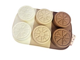 Molde silicona tricolor 6 rodajas limon